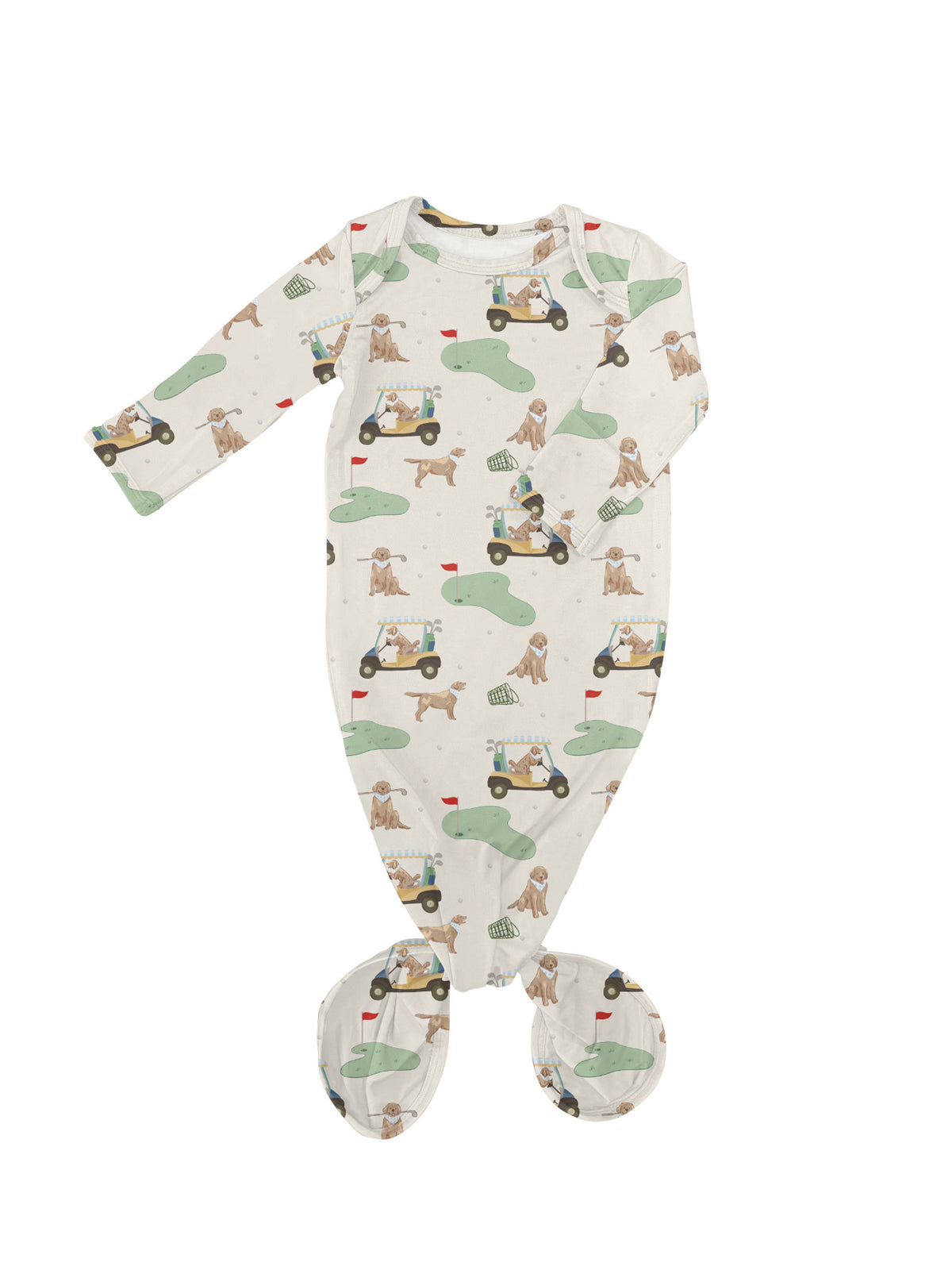 Knoten-Baby-Schlafsack aus Bambus-Elasthan mit Hunde-Print