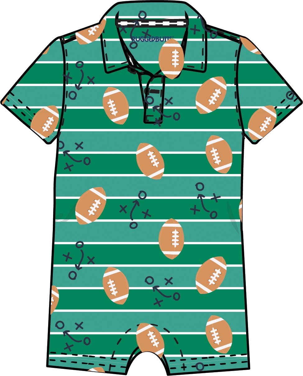 Pagliaccetto polo bimbo in poliestere-spandex con stampa football