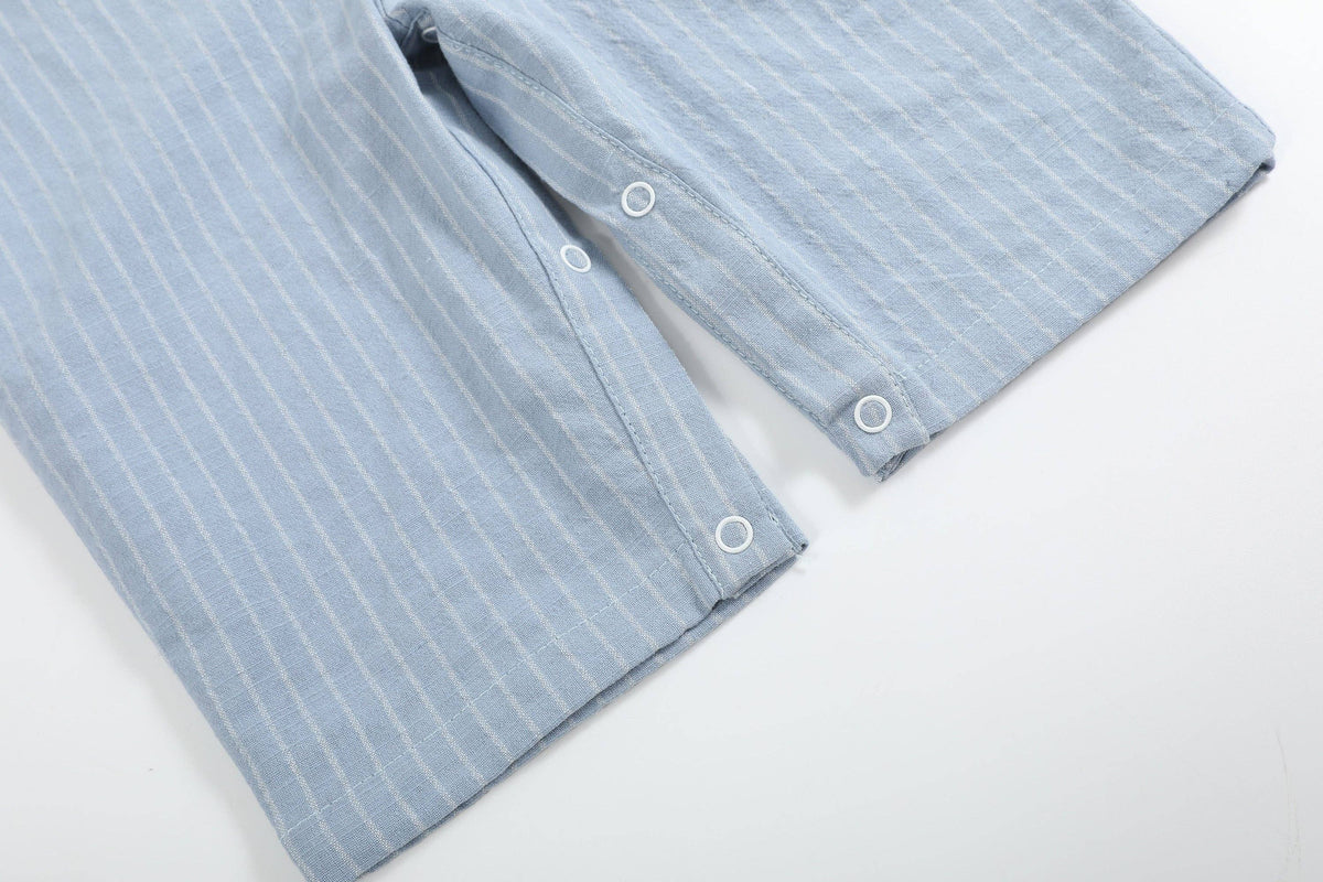Light Blue Pinstripe Turkey Smocked Overalls