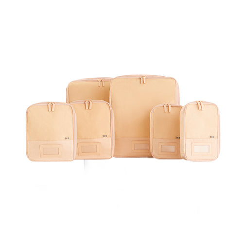 Set 6 cubi da viaggio compressione in beige