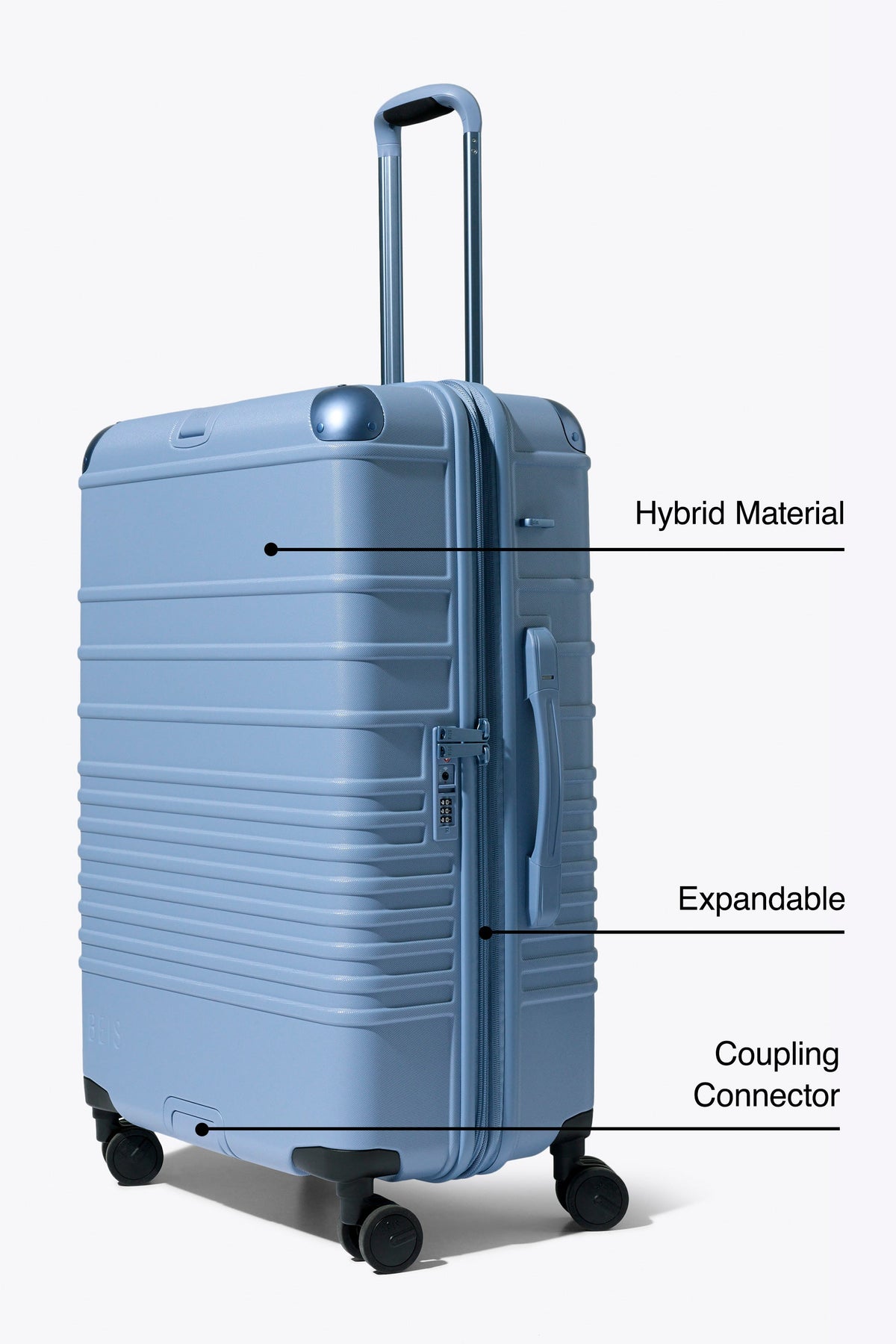 Il trolley ibrido da stiva in dusty blue