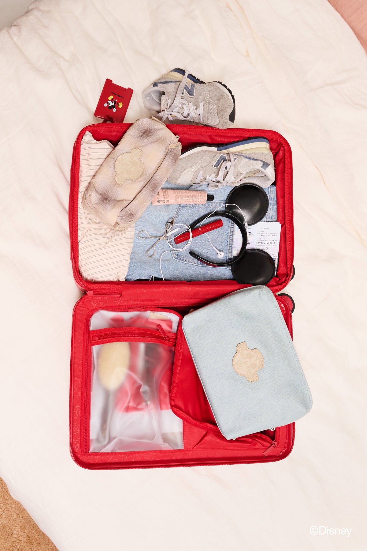 Valise cabine Disney à roulettes, rouge Mickey Mouse
