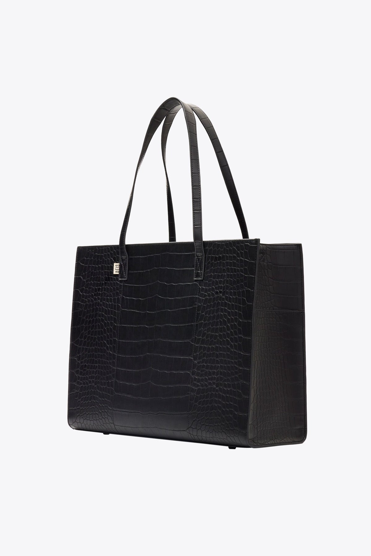 El bolso tote grande de trabajo en negro croco