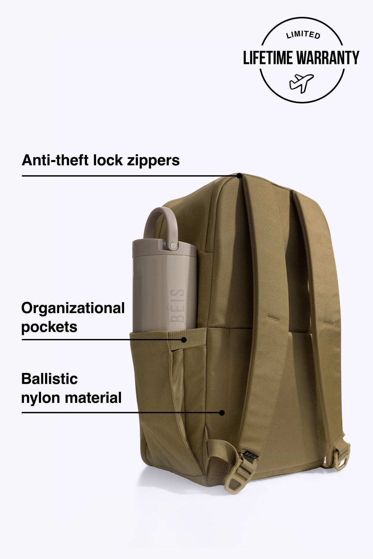 Il Pro Travel Backpack in Khaki