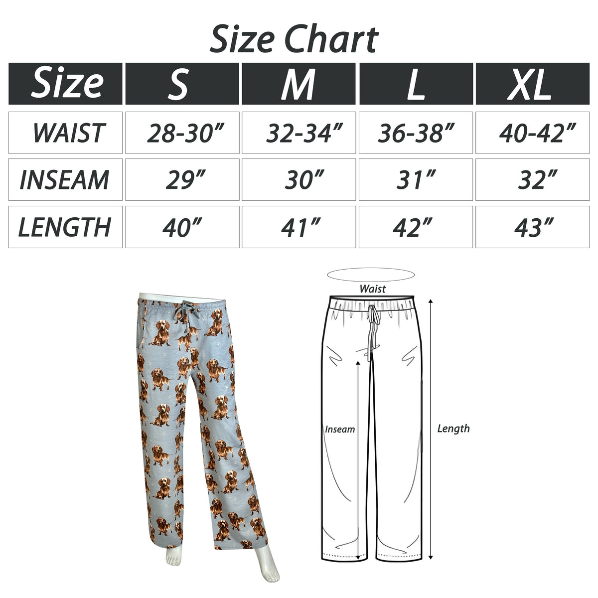 Pantalón de pijama unisex de mezcla de algodón con estampado de perros salchicha