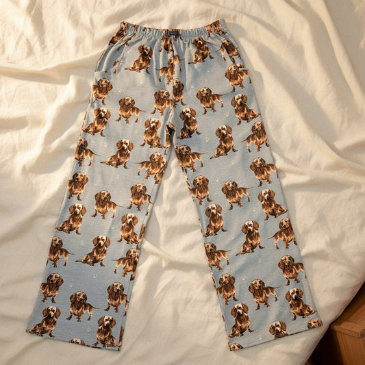 Cotton Blend Dachshund Print Unisex Pajama Bottoms