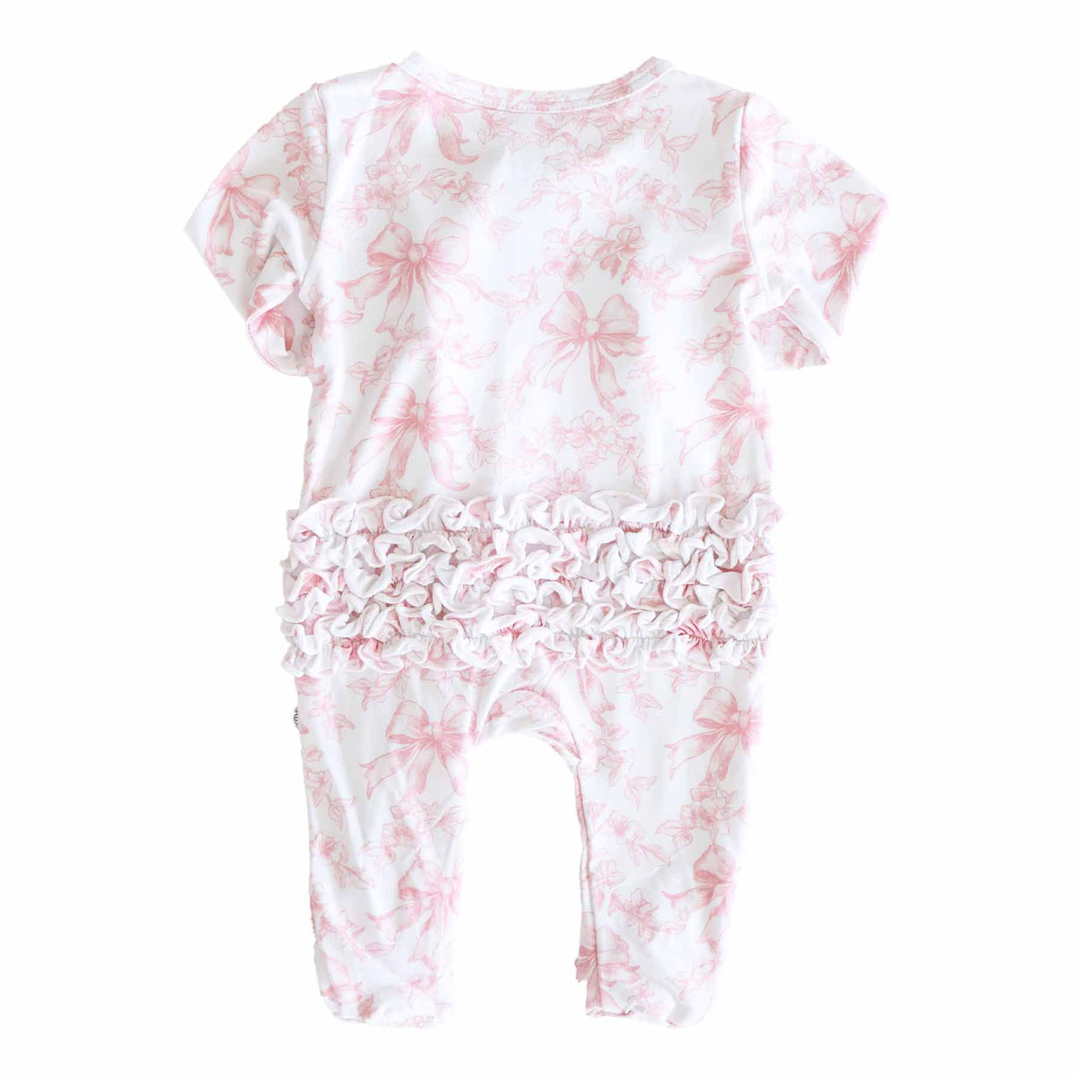 Tutina footie bambina in bamboo-spandex rosa toile con zip e grip