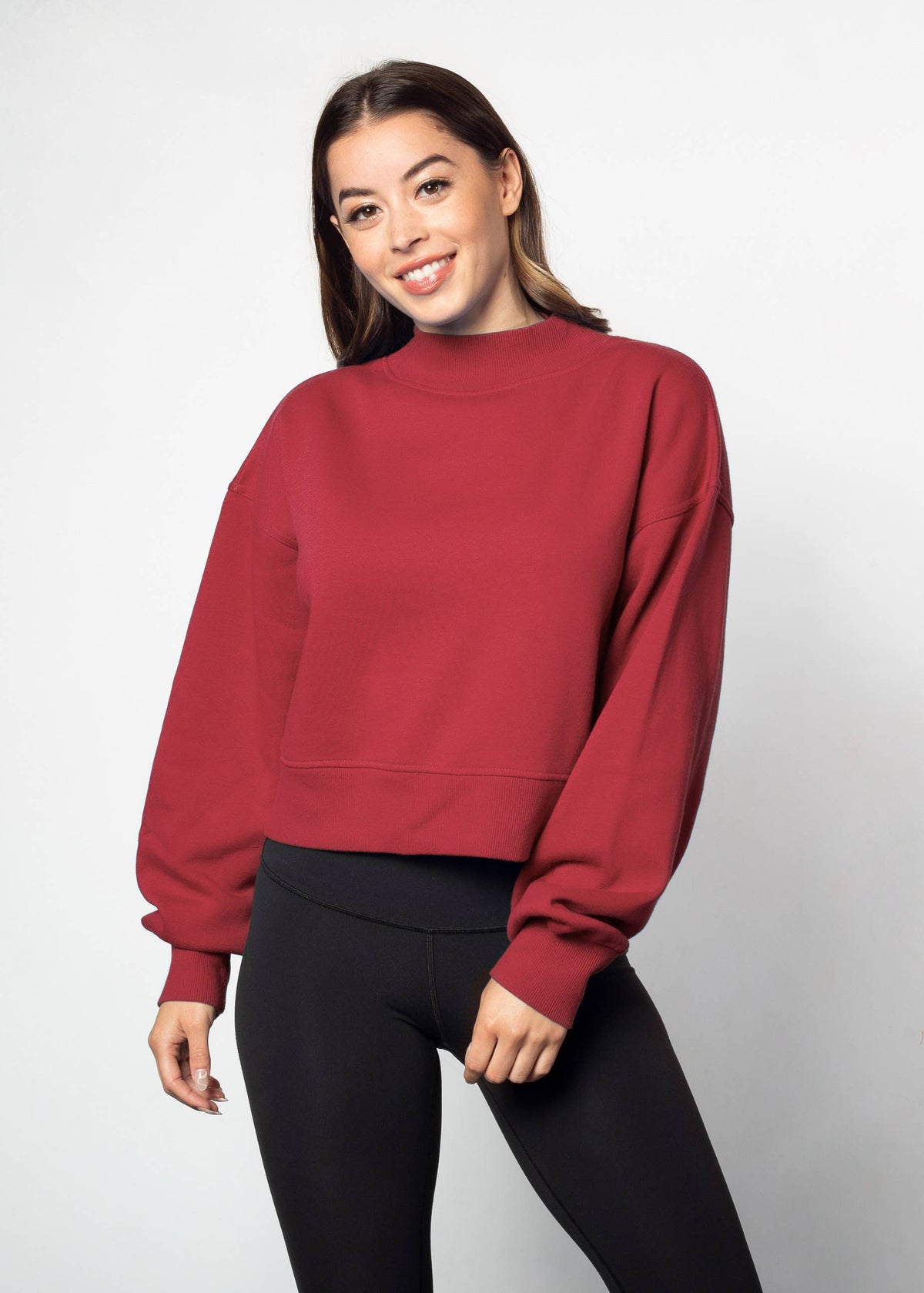 Cotton-Polyester Mock-Neck Pullover Sweatshirt 290 GSM