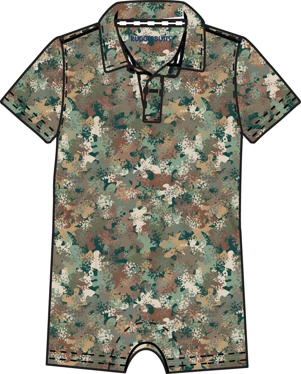 Pelele tipo polo de poliéster y elastano con estampado de camuflaje para bebé niño