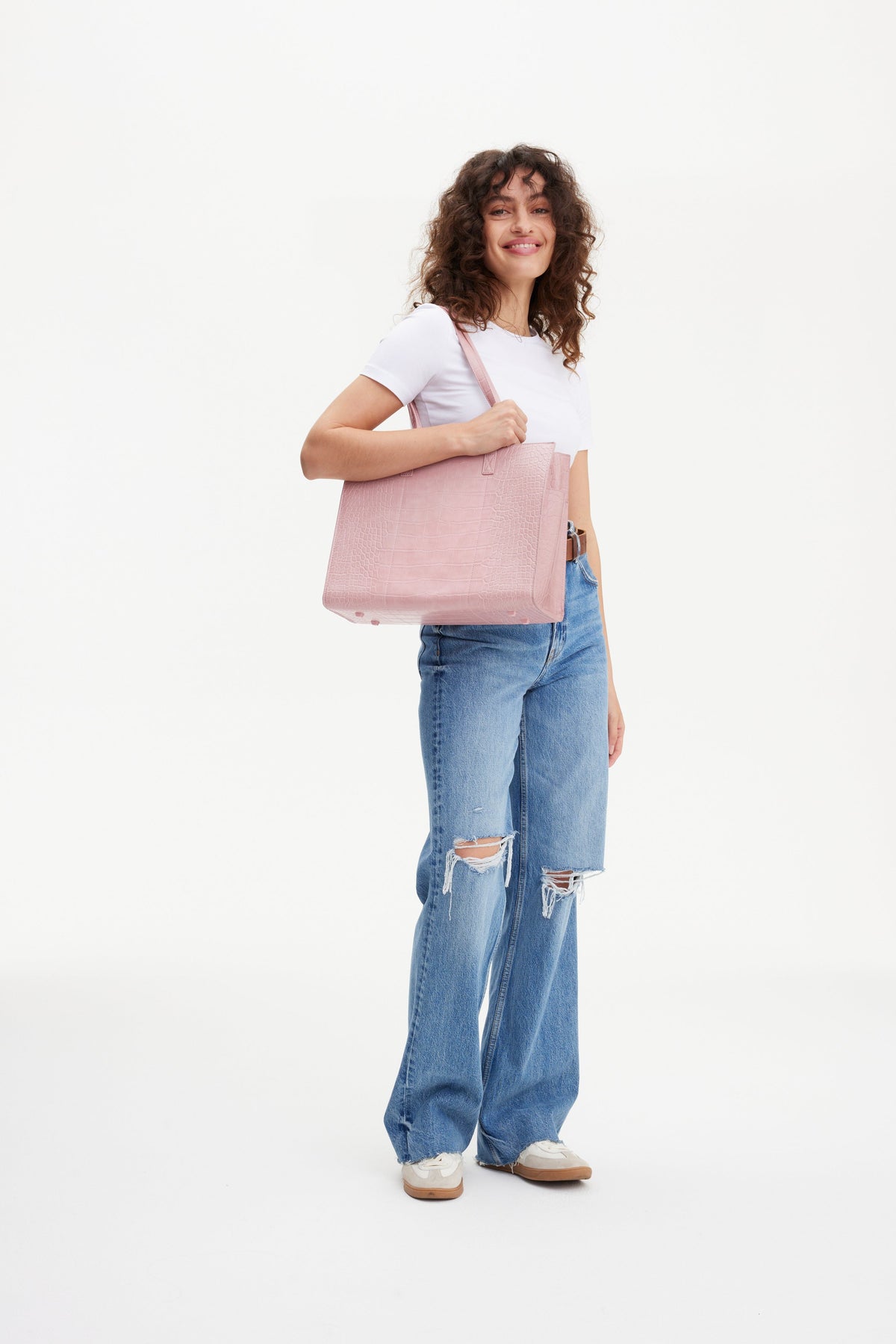 Le Work Tote en croco rose Atlas