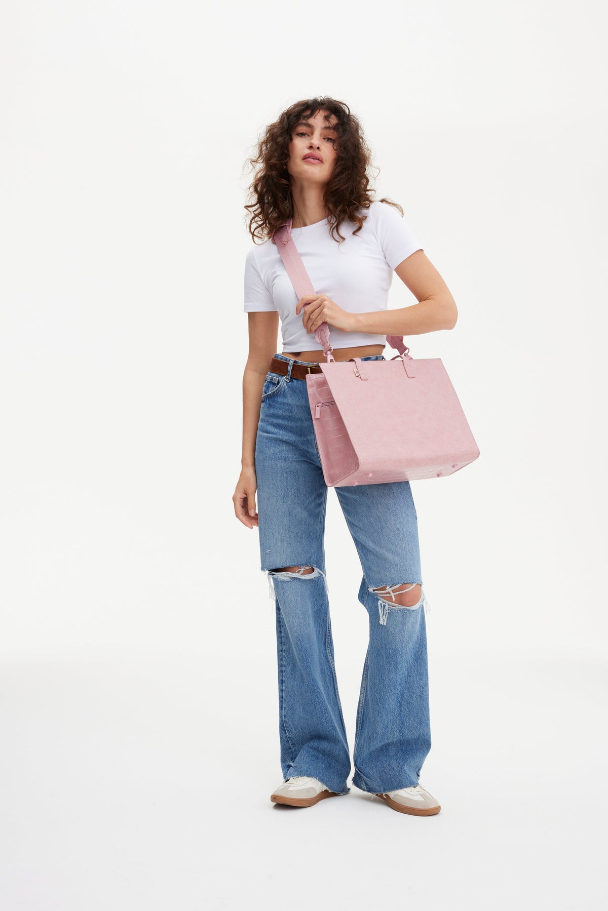 Le Work Tote en croco rose Atlas