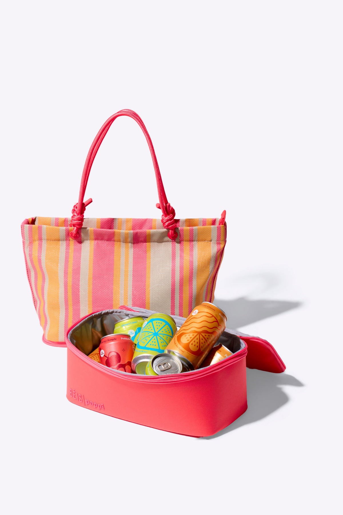 BÉIS x poppi Die Cooler Tote in Juicy Stripe