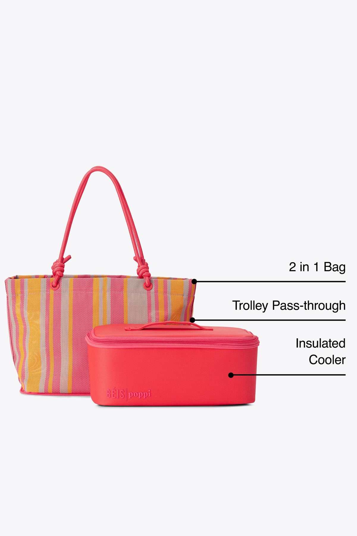 BÉIS x poppi Die Cooler Tote in Juicy Stripe