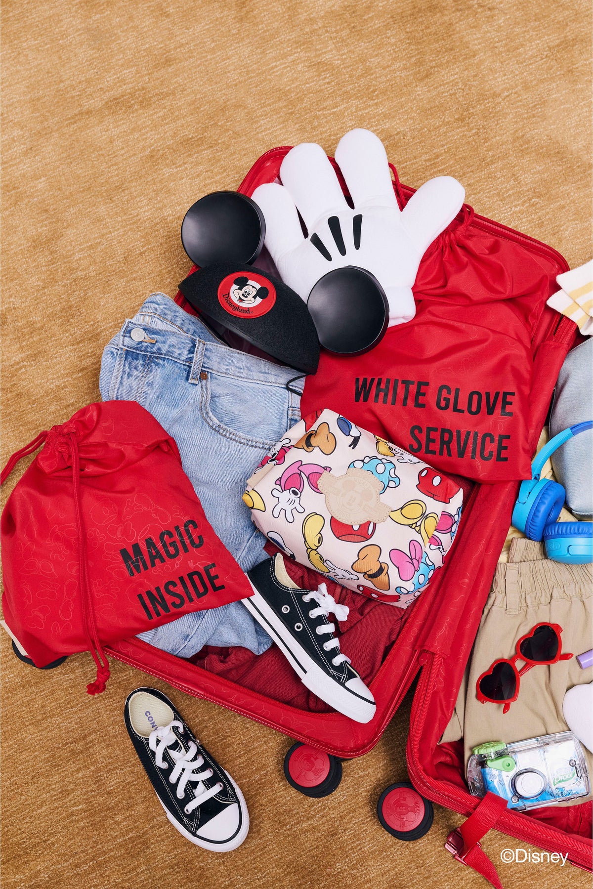 Valise à roulettes Disney format moyen – Rouge Mickey Mouse