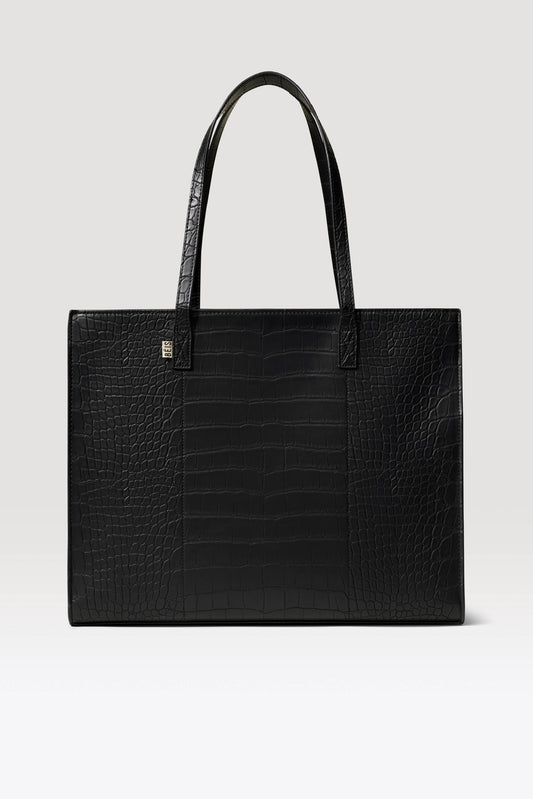 El bolso tote grande de trabajo en negro croco