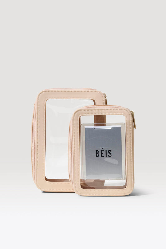 El juego de cosméticos para el vuelo en color beige