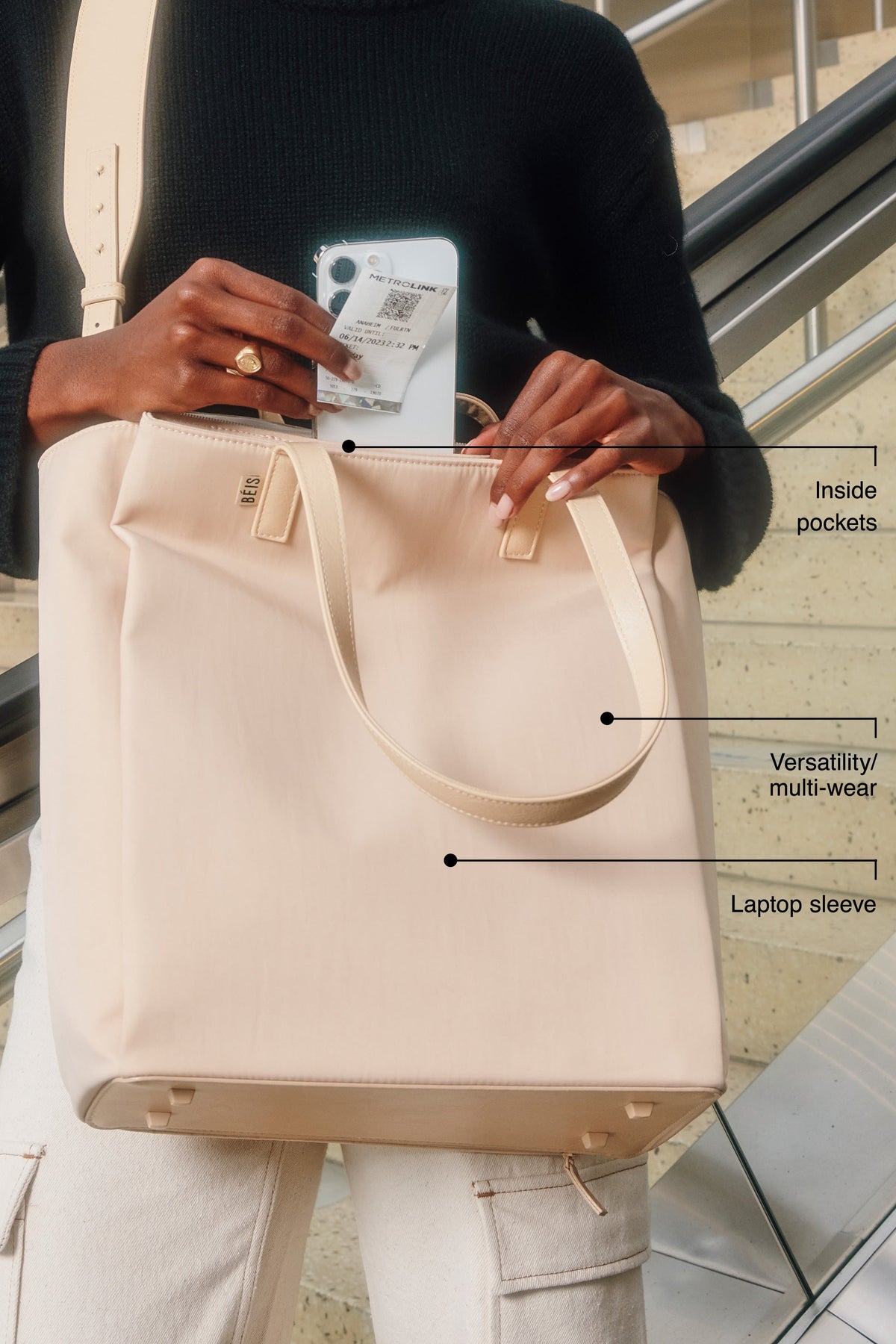 La bolsa tote para ir al trabajo en beige